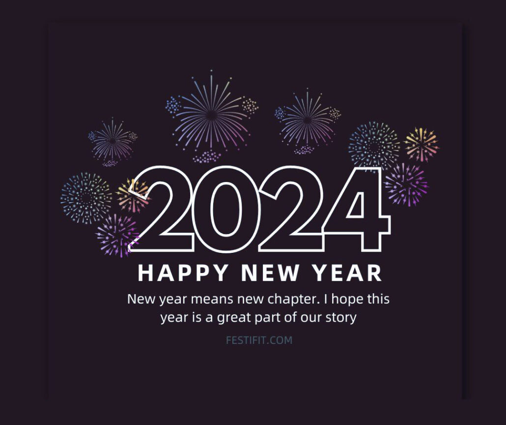 Grey And White Illustrative Happy New Year Facebook Post 1